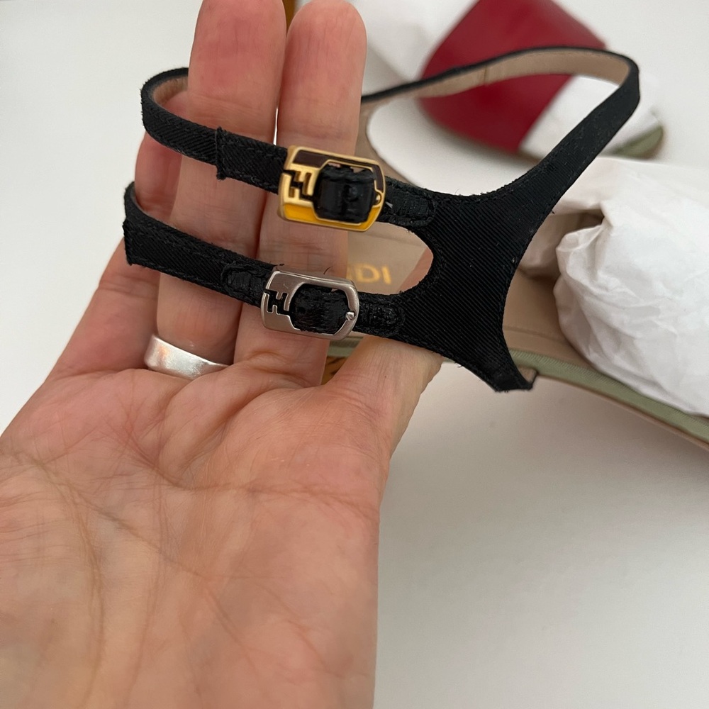 Fendi Women's Red and Black Sandals - Picture 4 of 11
